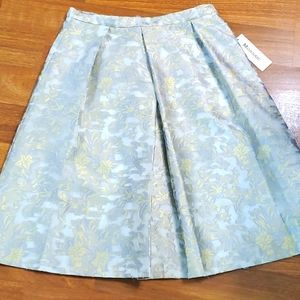 MOSSAIC Brocade FLORAL blue mint full aline skirt size 10